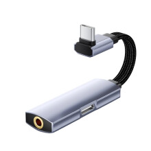 2in1 USB C to 3.5mm/Type C Aux Audio Adapter PD60W Fast Charging 16Bit Aux Headphone Converter