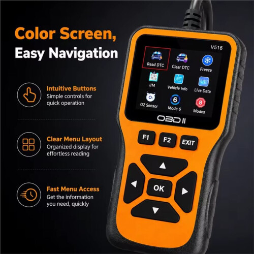 V516 Car OBD2 Scanner - Engine Fault Code Reader with Live Data O2 Sensor Test Automotive Diagnostic Tool 2