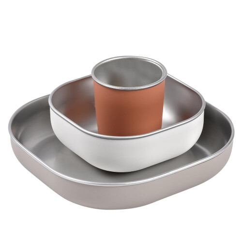 BEABA Coffret d'apprentissage repas en inox Terracotta