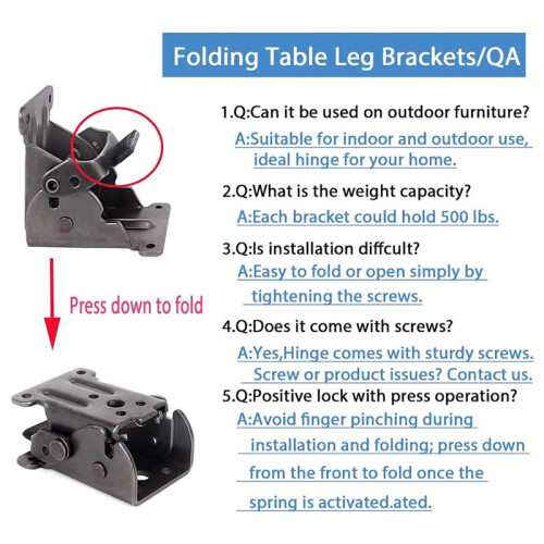 4 Pack Locking Hinge for Folding Table Brackets, Heavy Duty Folding Brackets 90 Degree Self Locking Folding Hinge 1