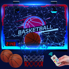 Mini Basketball Hoop for Kids with LED Lights, Automatically Scoring Indoor Set, Wall Mounted Includes 3 Balls Toy Gifts for Boys Girls