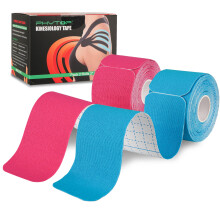 K Tape (40 Strips, 25cm x 5cm) | Latex-Free Kinesiology Tape Pre Cut for Sports | Physio Tape Ideal for Knee, Shoulder, and Elbow Support (Blue + Pink