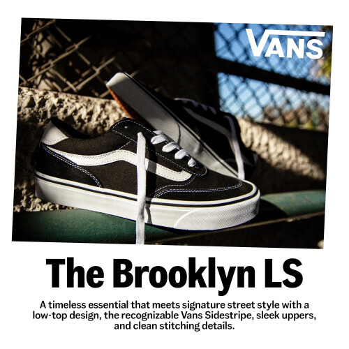 Vans Women's Brooklyn Ls Sneaker, Suede Canvas Black White, 6 UK 1