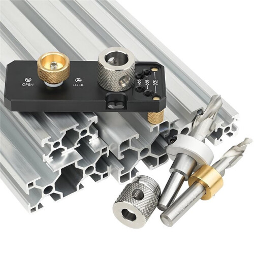Aluminum Profile Drill Guide Access Hole Drill Jig with M6 and M8 Step Drill Bits for 20 30 40 Series European Standard 1