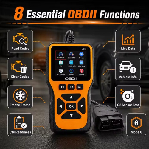 V516 Car OBD2 Scanner - Engine Fault Code Reader with Live Data O2 Sensor Test Automotive Diagnostic Tool