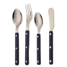 4Pcs Acrylic Handle Flatware Set Stainless Steel Cutlery Knife Fork Spoon