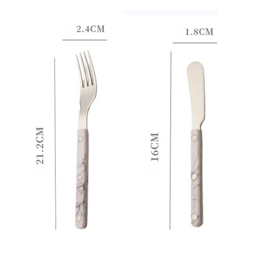 4Pcs Acrylic Handle Flatware Set Stainless Steel Cutlery Knife Fork Spoon 1