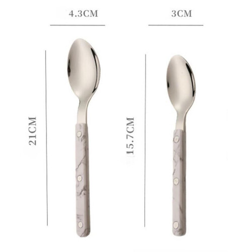 4Pcs Acrylic Handle Flatware Set Stainless Steel Cutlery Knife Fork Spoon Marbling 2
