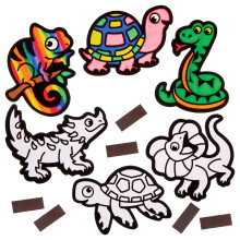 FN196 Reptile Fuzzy Art Magnets - Pack of 15, Colouring Arts and Crafts Kits for Kids