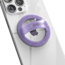 Magnetic Phone Grip Holder (Compatible with MagSafe) Thin Silicone Finger Loop Ring for iPhone (Purple Glitter)