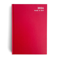 2026 A5 Daily Diary – Page Per Day (Full Page Weekends), Maroon/Red Hardcover Planner w/ 2026 Year Overview, Notes, Contacts, Monthly Tabs &