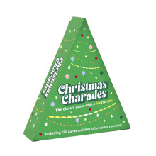 Christmas Charades Game Fun Festive Family-Friendly Mime Game with 300 Charade Prompts for Kids & Adults100 Tree-Shaped Cards in a Box, Green