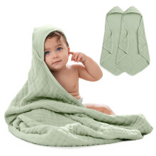 Baby Hooded Towel 2-Pack, Large 81cm x 81cm - 6-Layer, Soft, Durable & Absorbent Baby Bath Towel - 100% Muslin Cotton Bathing Products for Babies,
