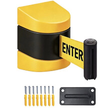 Fixed Wall Mount Retractable Belt Barrier "Caution - DO NOT Enter"16.4 Feet Belt Expansion Band Guardrail Warning Tape