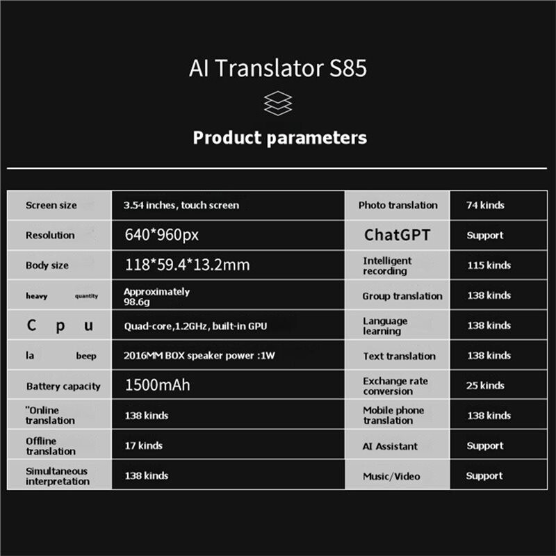 Portable Language Translator Device S85 with 138 Languages Voice ...