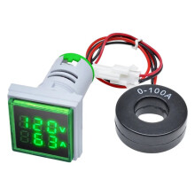 Dual Display Voltmeter & Ammeter LED Digital Voltage Gauge AC 50-380V 0-100A Current Meter Panel Tester Grön