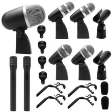 Multifunktionell Trummikrofonkit Professionell Mikset med Klipp för Scen Live Band Prestanda Inspelning