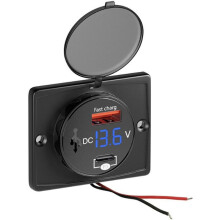 Wall Mount Charger Adapter, 2 USB Outlet, QC 22.5W PD 30W Type-C Quick Charge, QC3.0 Panel, Bus, ATV, Truck
