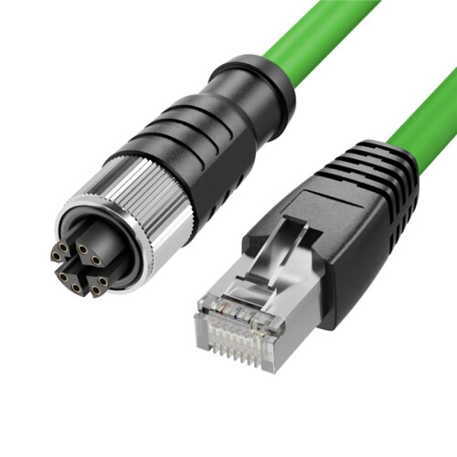M12 D-Code to RJ45 Double Shielded Network Cable High Flexible 8 Pin Aviation Drag Chain  Industry Ethercat 2M