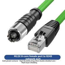M12 D-Kod Till RJ45 Dubbelskärmad Nätverkskabel Hög Flexibilitet 8-Pin Flygdragkedja Industri Ethercat 2M