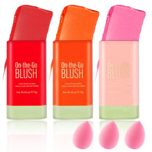 Set Regalo di Blush in Crema per Guance con Spugne,Blush Stick Leggero,Idratante e Waterproof