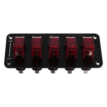 Pannello Interruttore di Accensione Automatica Pulsante di Avvio Indicatore LED per Veicoli da Corsa 12V 20A 5 Pannello Interruttore A Levetta