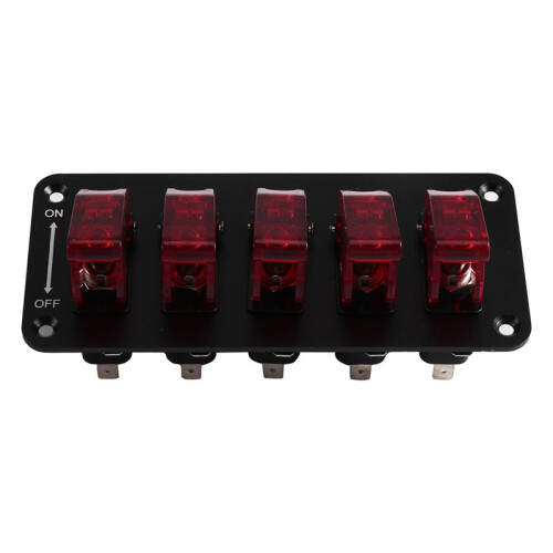 Auto Ignition  Panel Start Push Button LED Indicator for Racing Car Vehicles 12V 20A 5 Rocker Toggle  Panel
