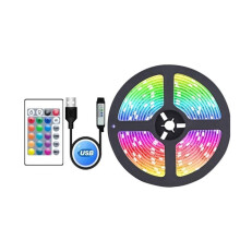 5V RGB 5050 LED Light Strip USB Infrared Remote Control 5M Flexible Lamp Tape Ribbon Diode for Festival Party Desk