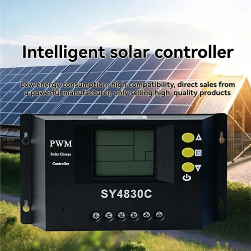 Solcontroller Universal LCD Fotovoltaisk Laddningssolcontroller 12V/24V/36V/48V Laddare för Litiumbatterier 10A 1