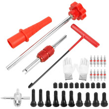 36Pcs Tire Valve Stem Removal Installation Tool Kit Tyre Valve Puller Repair Tools with Rubber Sleeves Gloves