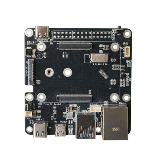 For Raspberry Pi CM5 Tiny AI Expansion Board USB3.0 Gigabit Ethernet Interface Supports Halio Al NVMe SSD