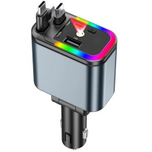5-in-1 Car Charger with Starry Sky Lamp USB Type-C Fast Charging Power Adapter Cable Retractable 180W Phone Chargers