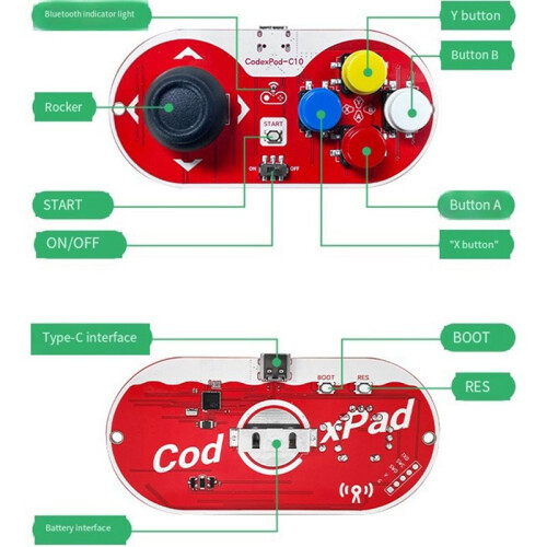 CodexPad-C10 BLE Trådlös Fjärrkontroll Handtag för MicroPython Makecode Programmering  Handtag ESP32-S3 2