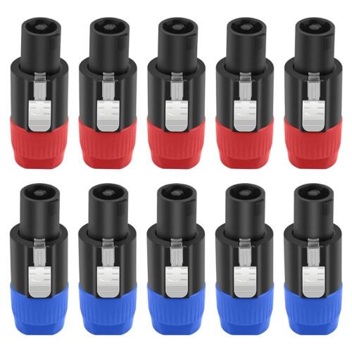 10pcs NL4FC Speaker Connectors Sets 4 Pin High-Strength  ABS Shell Female Audio Cable Jack Ohm