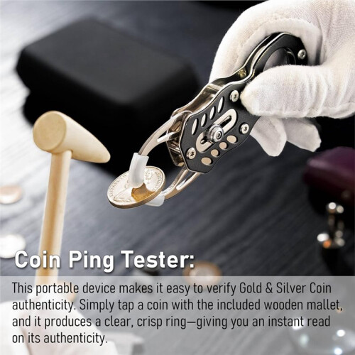 Kit di Tester per Monete , Pinger Portatile per Test di Risonanza e Verifica Dimensioni di Monete In Oro e Argento 2