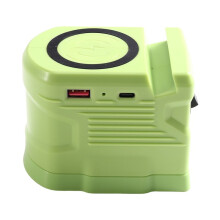Draadloze Opladeradapter voor 18V-Batterij 15W Max Draadloos Opladen met USB- en Type C-Poorten, voor Kampeerwerkplaats