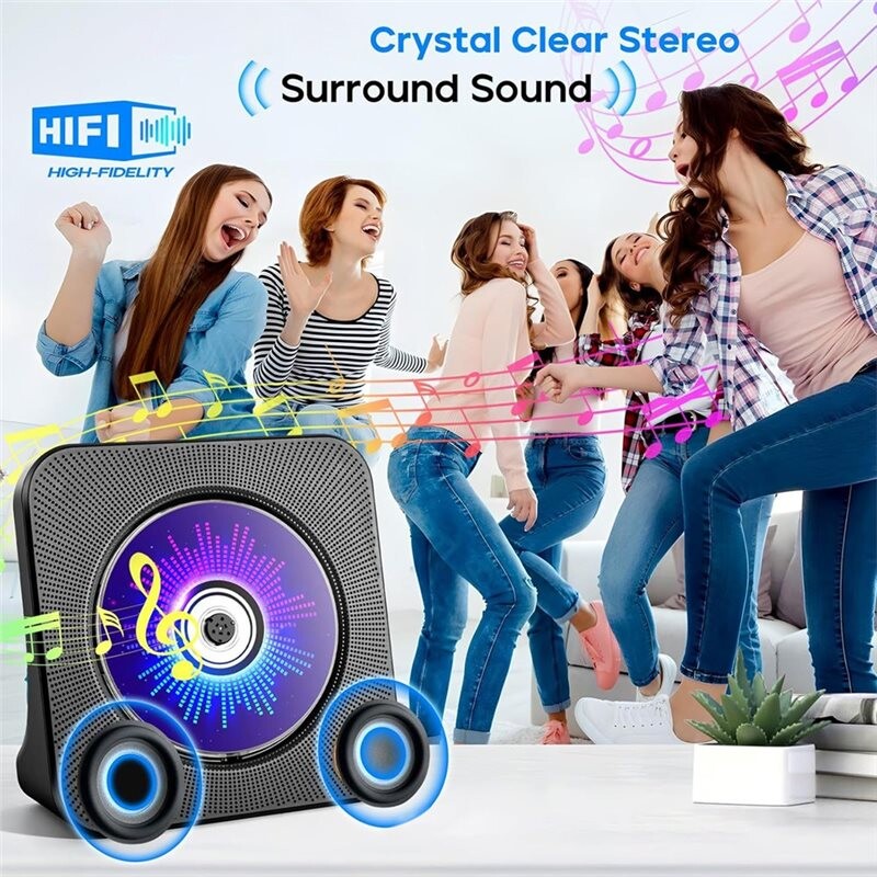 Remote Control Plug Adapter CD Player, Stereo Dual Speakers, Dual Wireless Receiving Modes, FM ...
