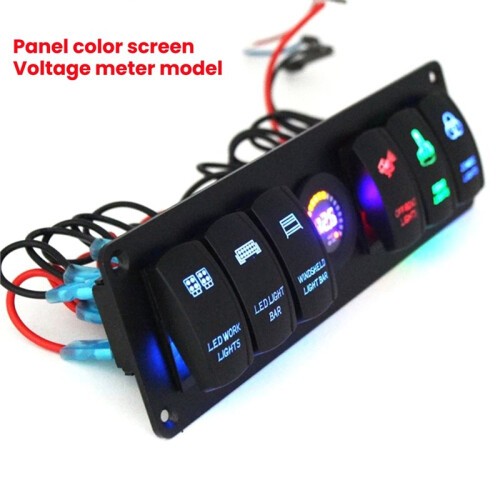 Bunte 12V 6-Gang Kippschalter Sicherungs-LED-Voltmeter RV Auto Marine Boot Schalterpanel LED Schalterpanel Auto 2