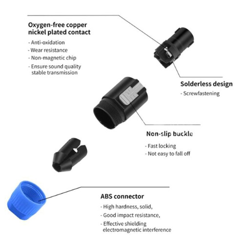 10pcs NL4FC Speaker Connectors Sets 4 Pin High-Strength  ABS Shell Female Audio Cable Jack Ohm 2