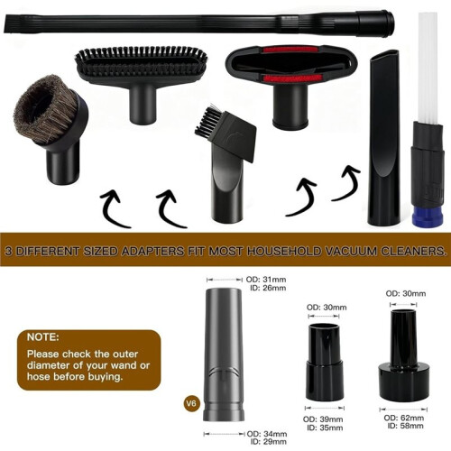 Acessórios para Aspirador de Pó Doméstico - Adaptador de Mangueira de Aspirador de 2 1/2 Polegadas para 1 1/4 Polegadas, Ferramenta de Fissura 1