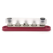 Bus Bar 12V Power Distribution Block with Cover 5 X 1/4" Studs Terminal Block Max 150A 48VDC Positive Negative for Auto