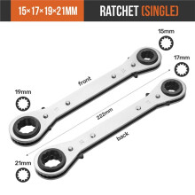 4-in-1 Quad-Size Ratchet Wrench Multi- Adjustable Socket Spanner Professional CR-V Steel Hand Tool 15-21