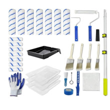 Kit de Rodillo de Pintura con Poste Extensible, Rodillos de Pintura, Juego de Brochas de Pintura para Pintura Profesional, Rodillo de Pintura para