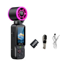 2 in 1 Handheld Gimbal Camera with Cooling Fan 180 Handheld Pocket Camera Rotatable HD Vlog Action Camera 64GB A