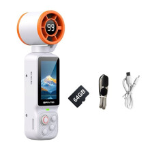 2 in 1 Handheld Gimbal Camera with Cooling Fan 180 Handheld Pocket Camera Rotatable HD Vlog Action Camera 64GB B