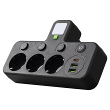 Presso EU Nero 3 Prese Presa Elettrica Senza Cavo di Estensione con Porte USB Tipo-C Due Specifiche