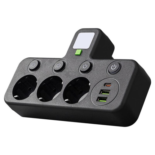 EU Plug Outlet Black 3 Sockets Electrical Socket No Extension Cord with USB Type-C  Two Specifications