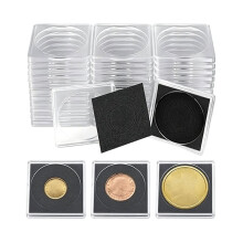 100 Pcs Coin Collection Cases with 8-Size Adjustable Gasket Round Coin Holder Set for Collectors