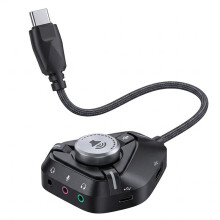 Adapter Audio Multi-Port: USB + Rozszerzenie Type-C, Karta Dźwiękowa Stereo z Niezależną Regulacją Głośności i Przełącznikiem Mikrofonu