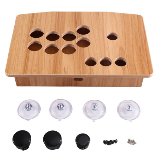 Wood DIY Arcade Joystick Case Panel Home USB Fighting Gamepad for PC Mobile Game Accessories
